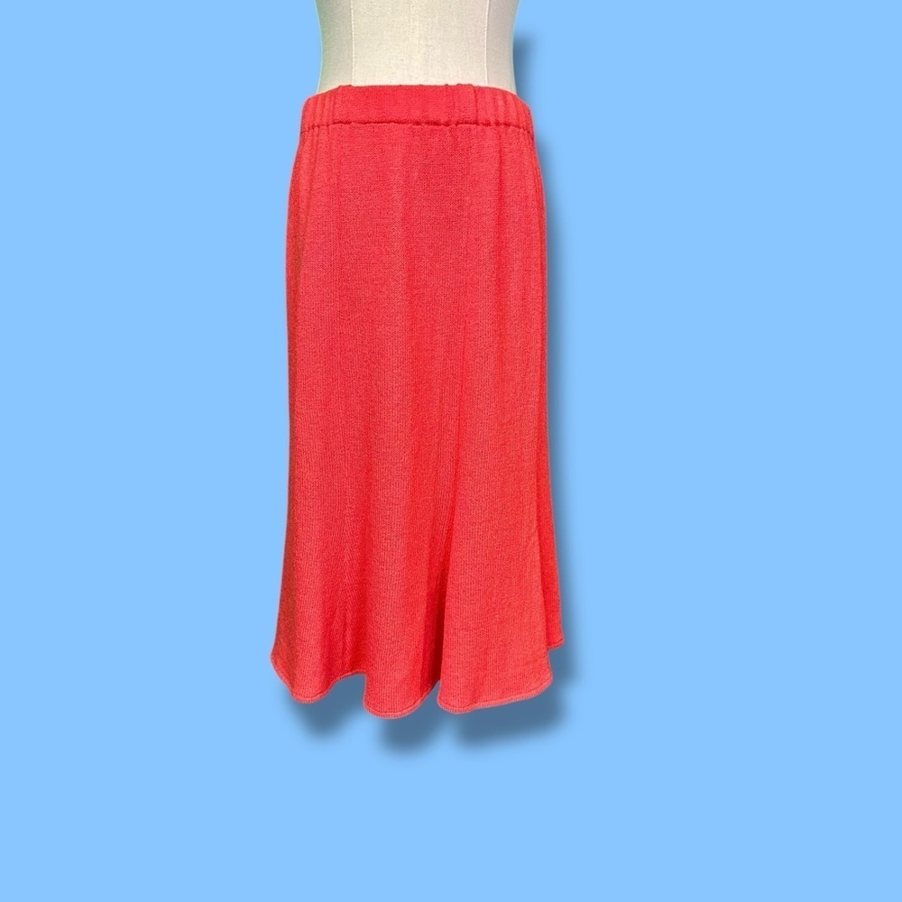 St. John Collection Coral Pink Stretch Knit A-Line Pull-On Skirt Size 6